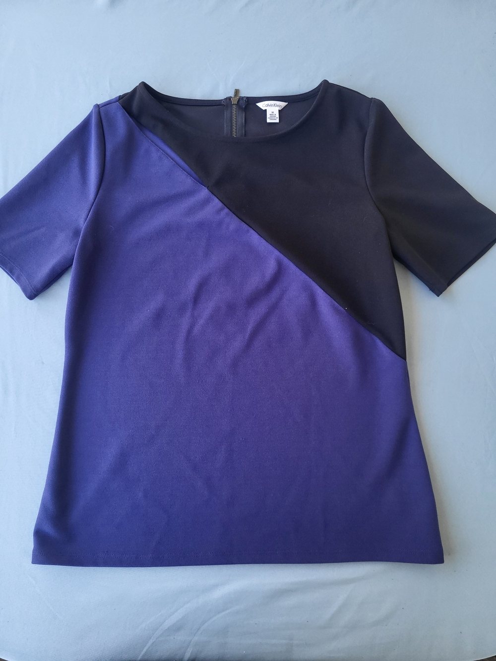Calvin Klein Short Sleeve Diagonal Colorblock Tee - Black & Blue